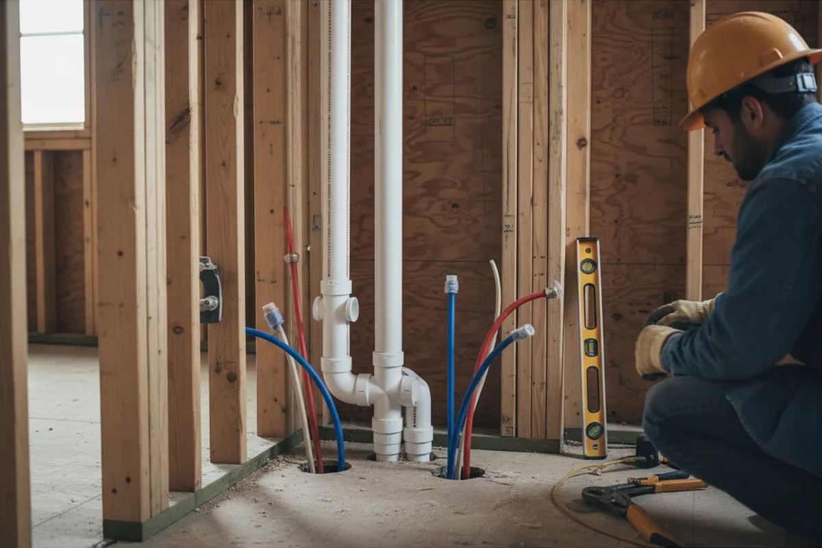 Drain and supply rough-in during Leak Detection in Anderson Island